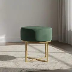 ROBERTA - Puff Terciopelo Velvet Patas Doradas de Metal 40X45 Cm Adorno Allen