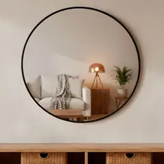 BASEMENT HOME - Espejo de piso Decorativo 80 cm 80 cm Redondo
