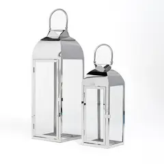MICA - Farol de Vidrio Set x 2 Plateados