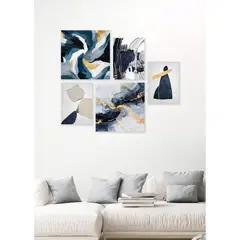 MICA - Cuadro Decorativo Abstracto Set x 5 Azul 25x25 cm
