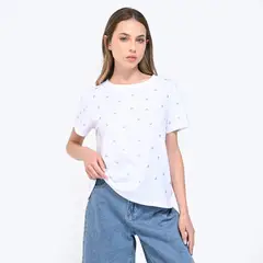 DENIMLAB - Camiseta Mujer con Estampado Manga corta de Algodón