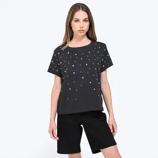 DENIMLAB - Camiseta Mujer con Estampado Manga corta de Algodón