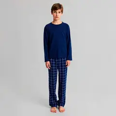 FEDERATION - Pijama Cintura elásticada para Niño 2 piezas de Cuadros Manga larga de Algodón