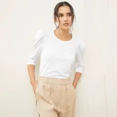 BASEMENT - Blusa Mujer Manga 3/4 de Algodón