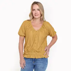 NEWPORT - Blusa Mujer Manga corta globo