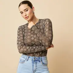 MOSSIMO - Body Mujer Con transparencia Manga larga