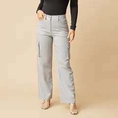 MOSSIMO - Pantalón Cargo Mujer Tiro medio de Rayas