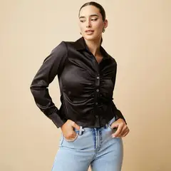 MOSSIMO - Camisa Mujer Manga larga de Satín