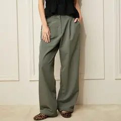 BASEMENT - Pantalón Wide Leg Mujer Tiro alto
