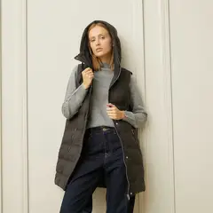 BASEMENT - Chaleco Mujer Acolchado Con capota
