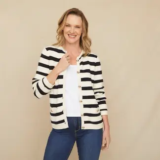 SOUTHLAND - Cardigan Mujer de Rayas de Algodón