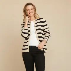 SOUTHLAND - Cardigan Mujer de Rayas de Algodón