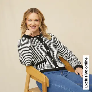 SOUTHLAND - Cardigan Mujer de Rayas de Algodón