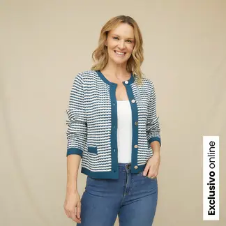 SOUTHLAND - Cardigan Mujer de Rayas de Algodón