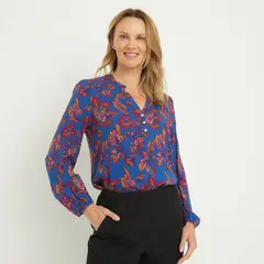 NEWPORT - Blusa Mujer con Estampado Manga larga globo