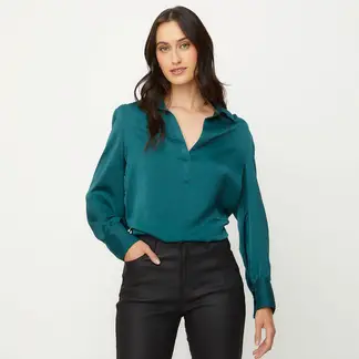 APOLOGY - Blusa Mujer Manga larga globo de Satín