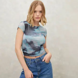 SYBILLA - Top Mujer con Estampado Manga corta