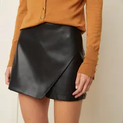 BASEMENT - Falda short Mini Mujer Efecto cuero