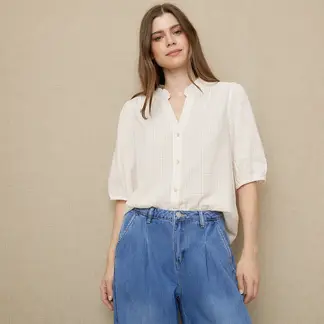 UNIVERSITY CLUB - Blusa Mujer Cuadros Manga 3/4 de Algodón
