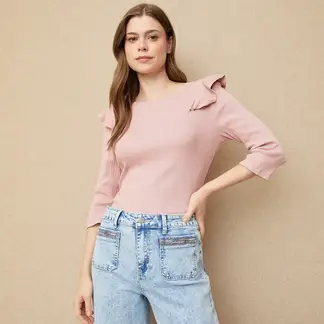 UNIVERSITY CLUB - Blusa Mujer Manga 3/4 de Algodón