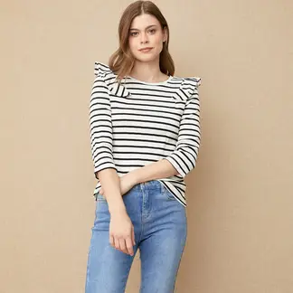 UNIVERSITY CLUB - Blusa Mujer Manga 3/4 de Algodón