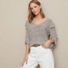 UNIVERSITY CLUB - Blusa Mujer con Estampado Manga larga globo