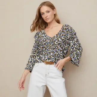 UNIVERSITY CLUB - Blusa Mujer con Estampado Manga larga globo