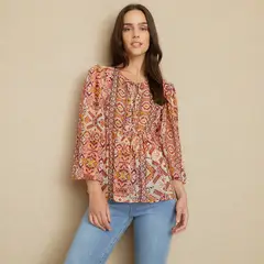 UNIVERSITY CLUB - Blusa Mujer con Estampado Manga larga globo