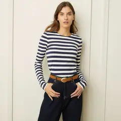 BASEMENT - Camiseta para Mujer de Algodón Cuello redondo Manga larga
