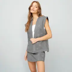 DENIMLAB - Chaleco Mujer con Taches de Algodón