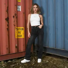 SYBILLA - Jean Recto Mujer Tiro medio Denim