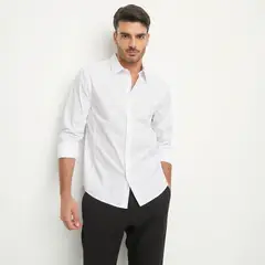 BASEMENT - Camisa Hombre Manga larga Slim de Algodón