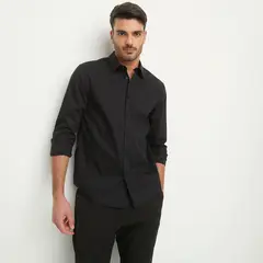 BASEMENT - Camisa Hombre Manga larga Slim de Algodón