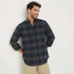 NEWPORT - Camisa Hombre de Cuadros Manga larga Recto de Algodón