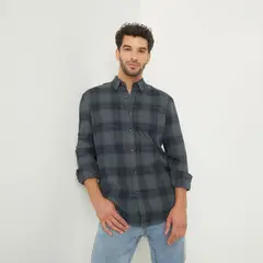 NEWPORT - Camisa Hombre de Cuadros Manga larga Recto de Algodón