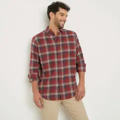 NEWPORT - Camisa Hombre de Cuadros Manga larga Recto de Algodón