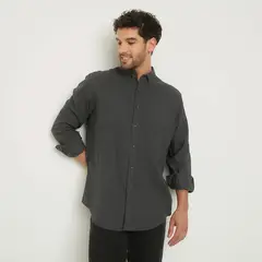 NEWPORT - Camisa Hombre de Cuadros Manga larga Recto de Algodón
