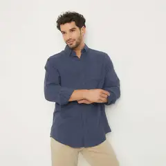 NEWPORT - Camisa Hombre de Cuadros Manga larga Recto de Algodón