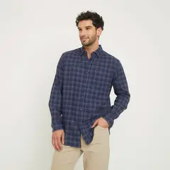 NEWPORT - Camisa Hombre de Cuadros Manga larga Recto de Algodón