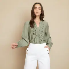 UNIVERSITY CLUB - Blusa Mujer Manga larga globo