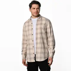 DENIMLAB - Camisa Hombre de Cuadros Manga larga Recto de Algodón