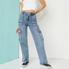 DOO AUSTRALIA - Jean Cargo Mujer Tiro medio de Algodón