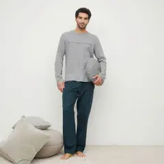 BENETTON - Pijama Hombre Largo Manga larga Con Logo de Algodón