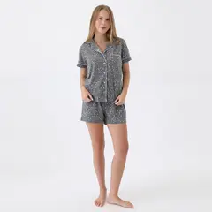 SYBILLA - Pijama completa con short Mujer Corto Manga corta de Algodón