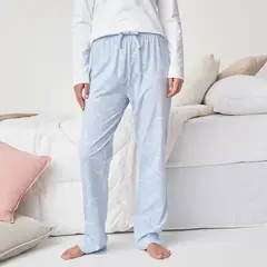 SYBILLA - Pantalón de pijama Mujer Largo de Algodón