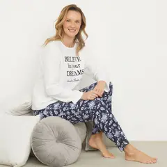 SOUTHLAND - Pijama Completa con pantalón para Mujer Manga larga Con Flores