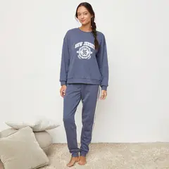 SYBILLA - Conjunto de pijama con pantalón Mujer Largo Manga larga de Algodón