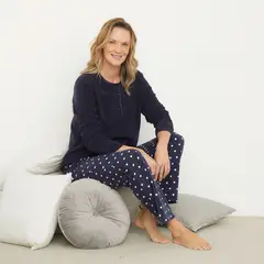 SOUTHLAND - Pijama Completa con pantalón para Mujer Manga larga Con Puntos