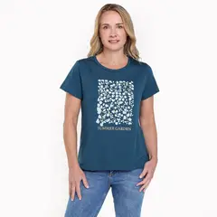 NEWPORT - Camiseta Mujer con Estampado Manga corta de Algodón