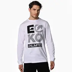 ECKO - Camiseta Hombre Manga larga con Logo de Algodón